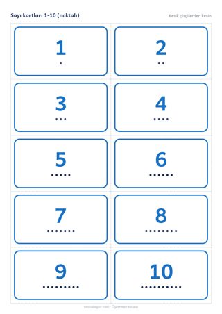 Sayı kartları 1-10 (noktalı)