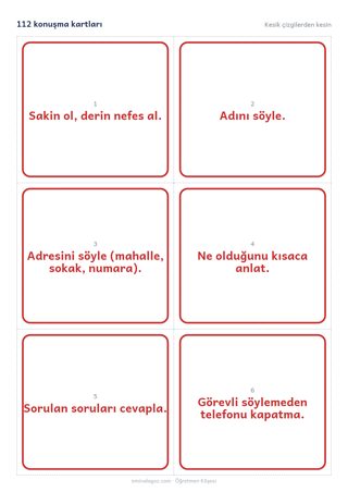 112 konuşma kartları