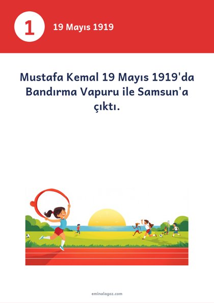 19 Mayıs Atatürk'ü Anma, Gençlik ve Spor Bayramı — Bilgi kartları: 19 Mayıs 1919
