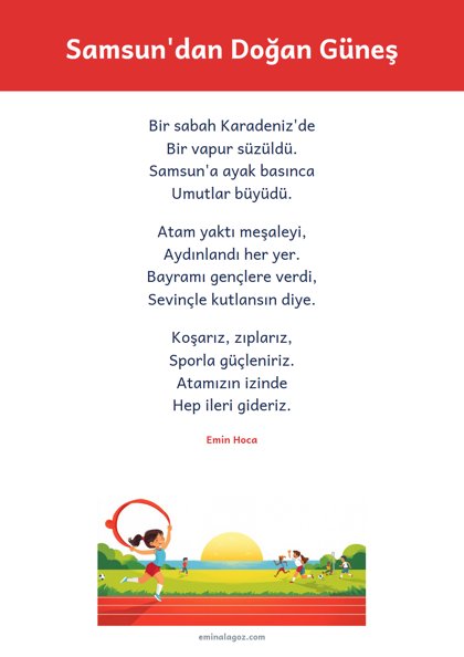 19 Mayıs Atatürk'ü Anma, Gençlik ve Spor Bayramı — Şiir: Samsun'dan Doğan Güneş