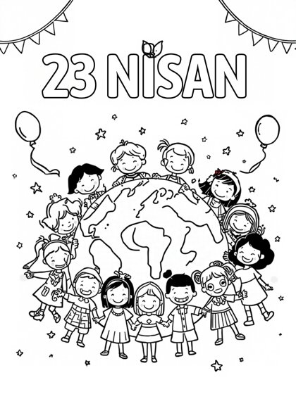 23 Nisan Ulusal Egemenlik ve Çocuk Bayramı — Boyama sayfası: 23 Nisan