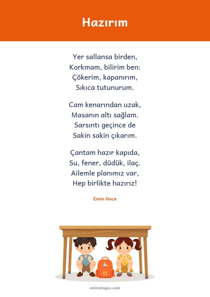 Afet Eğitimi Hazırlık Günü — Şiir: Hazırım