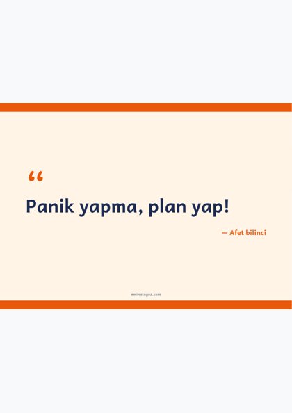 Afet Eğitimi Hazırlık Günü — Afet bilinci slogan kartları