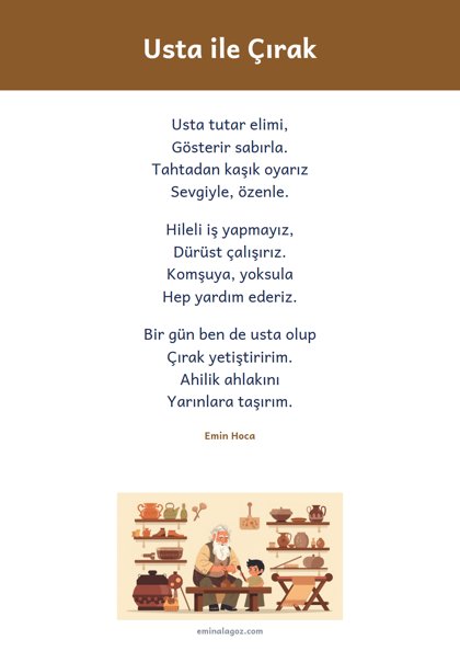 Ahilik Kültürü Haftası — Şiir: Usta ile Çırak