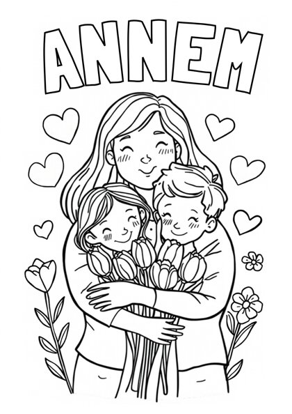 Anneler Günü — Boyama sayfası: Annem