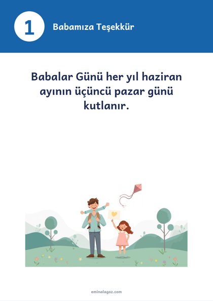 Babalar Günü — Bilgi kartları: Babamıza Teşekkür