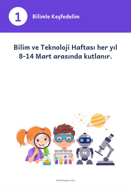 Bilim ve Teknoloji Haftası — Bilgi kartları: Bilimle Keşfedelim