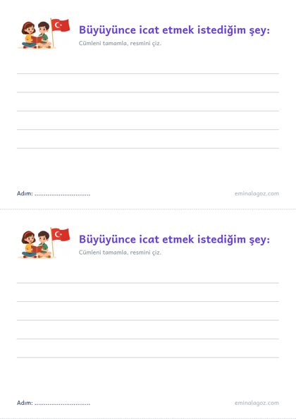 Bilim ve Teknoloji Haftası — Öğrenci kartı: "Büyüyünce icat etmek istediğim şey:"