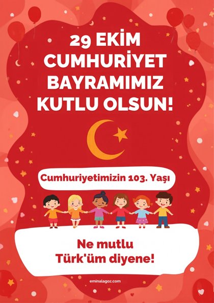 29 Ekim Cumhuriyet Bayramı — Kutlama afişi (kırmızı zeminli)