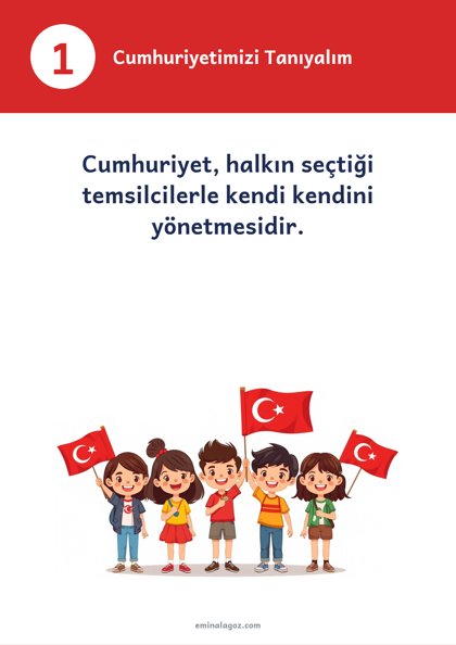 29 Ekim Cumhuriyet Bayramı — Bilgi kartları: Cumhuriyetimizi Tanıyalım