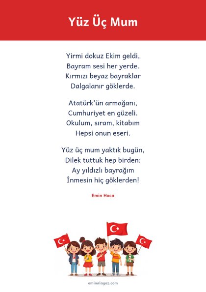 29 Ekim Cumhuriyet Bayramı — Şiir: Yüz Üç Mum