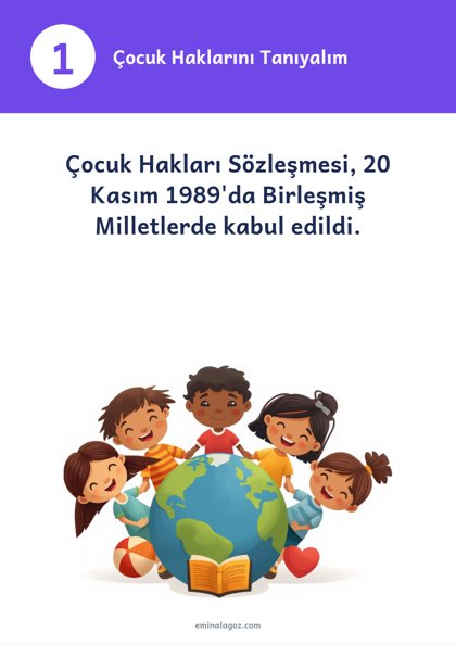 Dünya Çocuk Hakları Günü — Bilgi kartları: Çocuk Haklarını Tanıyalım