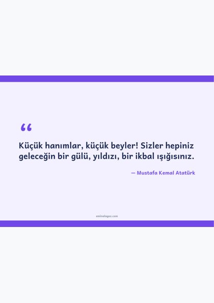 Dünya Çocuk Hakları Günü — Atatürk'ün çocuklara sözü ve slogan kartları