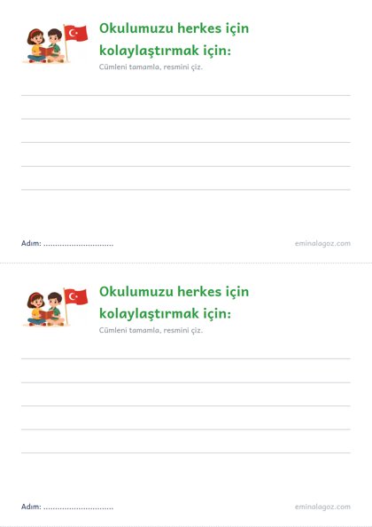 Dünya Engelliler Günü — Öğrenci kartı: "Okulumuzu herkes için kolaylaştırmak için:"