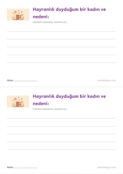 Dünya Kadınlar Günü — Öğrenci kartı: "Hayranlık duyduğum bir kadın ve nedeni:"