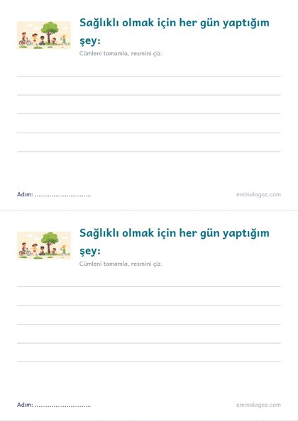 Dünya Sağlık Günü — Öğrenci kartı: "Sağlıklı olmak için her gün yaptığım şey:"