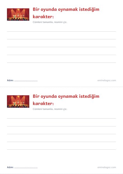 Dünya Tiyatrolar Günü — Öğrenci kartı: "Bir oyunda oynamak istediğim karakter:"