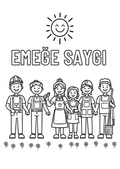 Emek ve Dayanışma Günü — Boyama sayfası: Emeğe Saygı