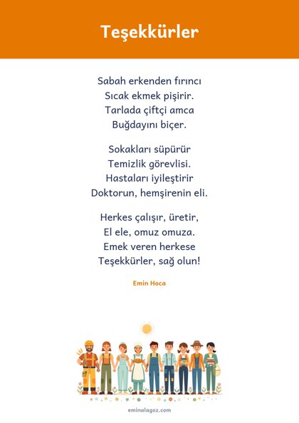 Emek ve Dayanışma Günü — Şiir: Teşekkürler