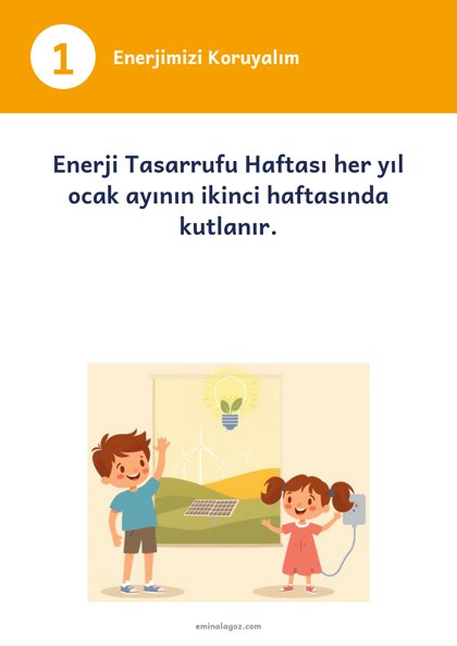 Enerji Tasarrufu Haftası — Bilgi kartları: Enerjimizi Koruyalım