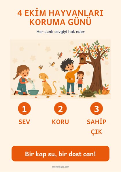 Hayvanları Koruma Günü — Afiş: 4 Ekim Hayvanları Koruma Günü
