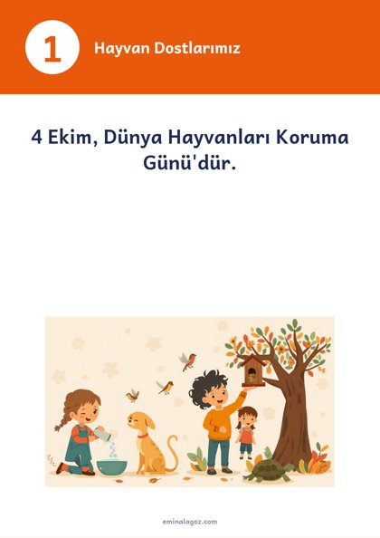 Hayvanları Koruma Günü — Bilgi kartları: Hayvan Dostlarımız
