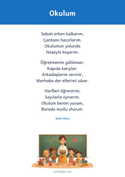İlköğretim Haftası — Şiir: Okulum