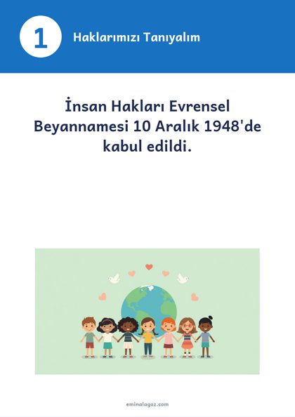 İnsan Hakları ve Demokrasi Haftası — Bilgi kartları: Haklarımızı Tanıyalım