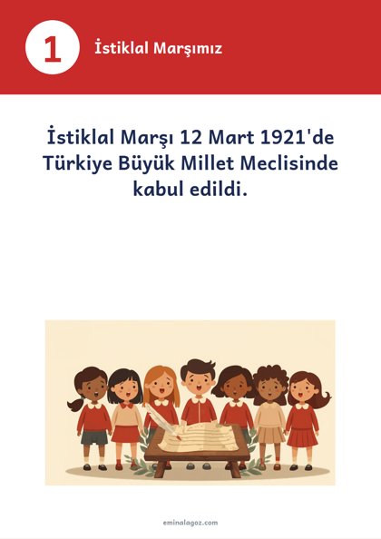 İstiklâl Marşı'nın Kabulü ve Mehmet Âkif Ersoy'u Anma Günü — Bilgi kartları: İstiklal Marşımız