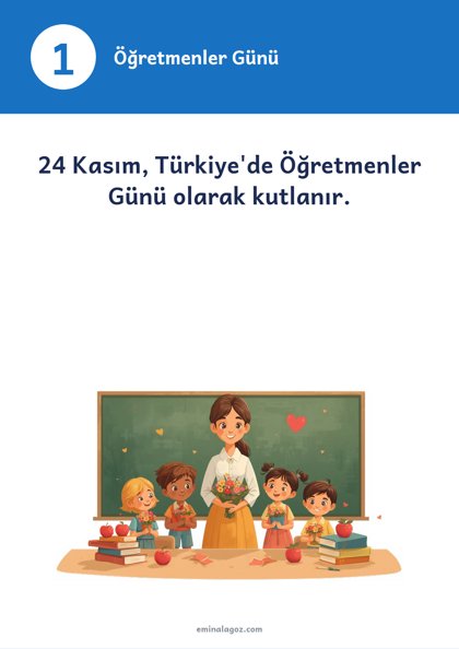 24 Kasım Öğretmenler Günü — Bilgi kartları: Öğretmenler Günü