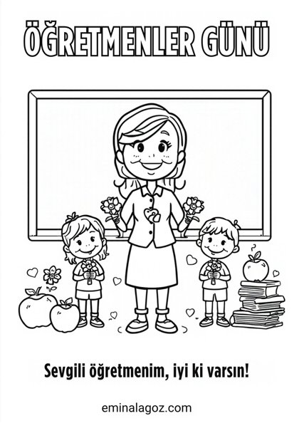 24 Kasım Öğretmenler Günü — Boyama sayfası