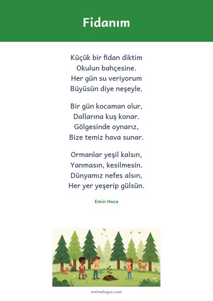 Orman Haftası — Şiir: Fidanım
