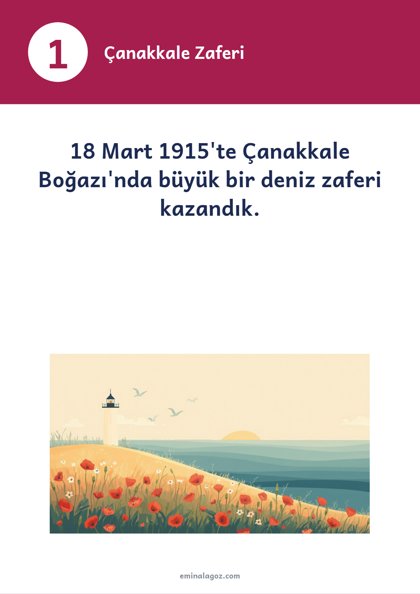 18 Mart Şehitler Günü ve Çanakkale Zaferi — Bilgi kartları: Çanakkale Zaferi