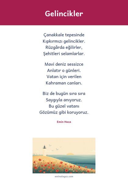 18 Mart Şehitler Günü ve Çanakkale Zaferi — Şiir: Gelincikler