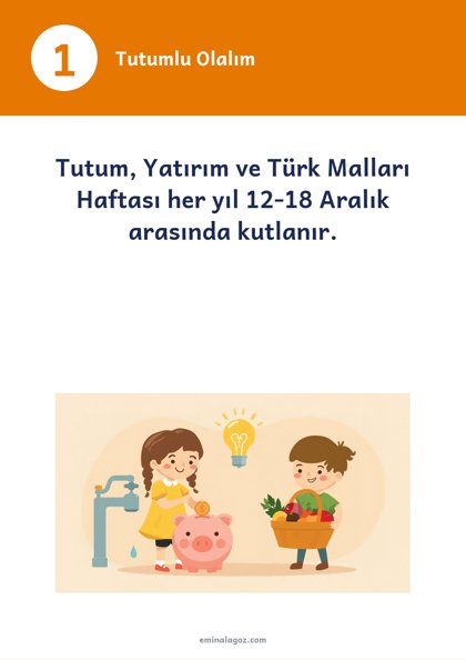 Tutum, Yatırım ve Türk Malları Haftası — Bilgi kartları: Tutumlu Olalım