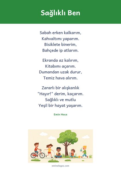 Yeşilay Haftası — Şiir: Sağlıklı Ben