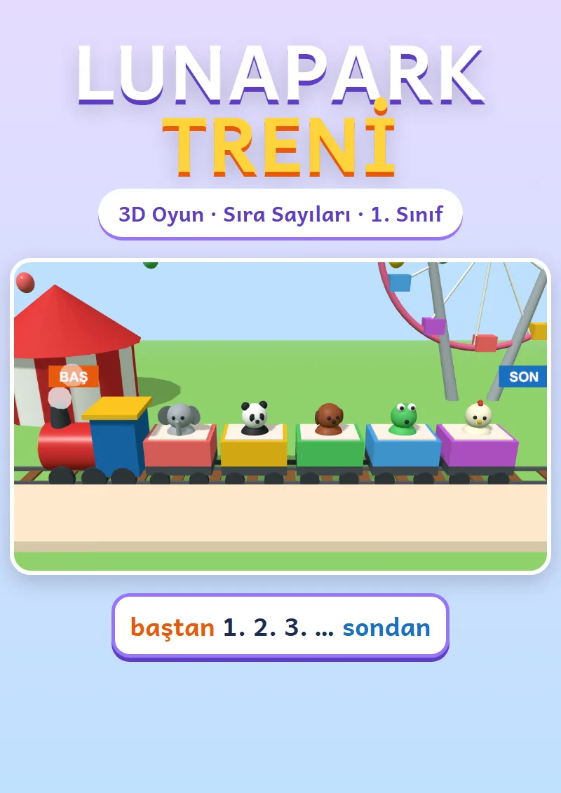 Lunapark Treni: 3D Sıra Sayıları Oyunu