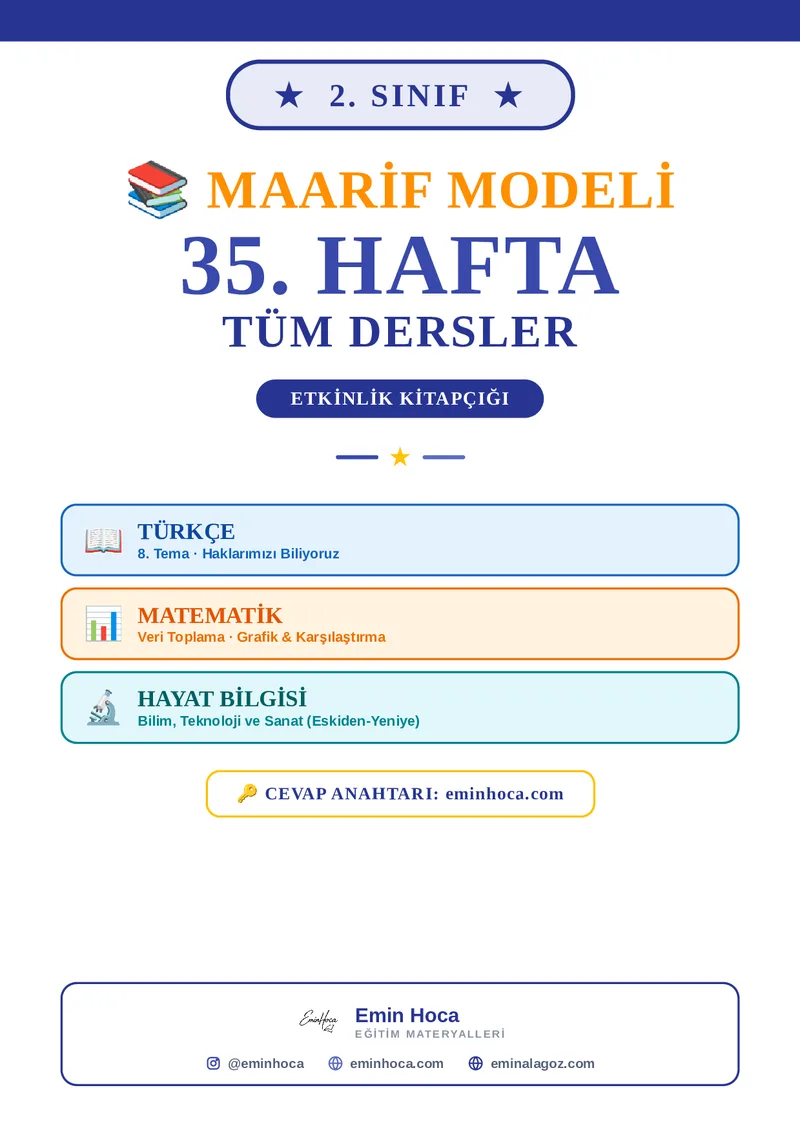 2. Sınıf 35. Hafta Tüm Dersler Etkinlik Kitapçığı PDF (Maarif Modeli) önizleme