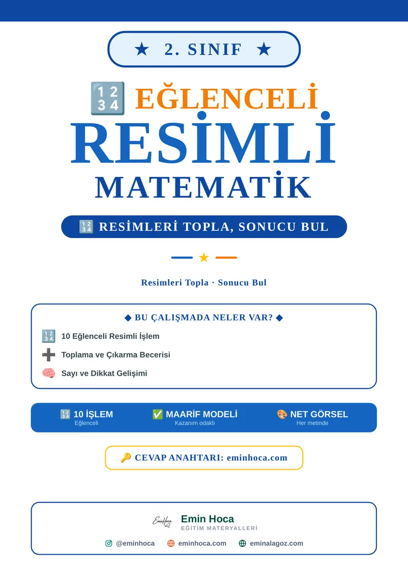 2. Sınıf Resimli Matematik Etkinliği | Toplama Çıkarma Görselli Problemler PDF İndir önizleme