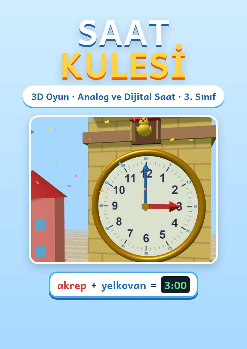 Saat Kulesi: 3D Analog ve Dijital Saat Oyunu