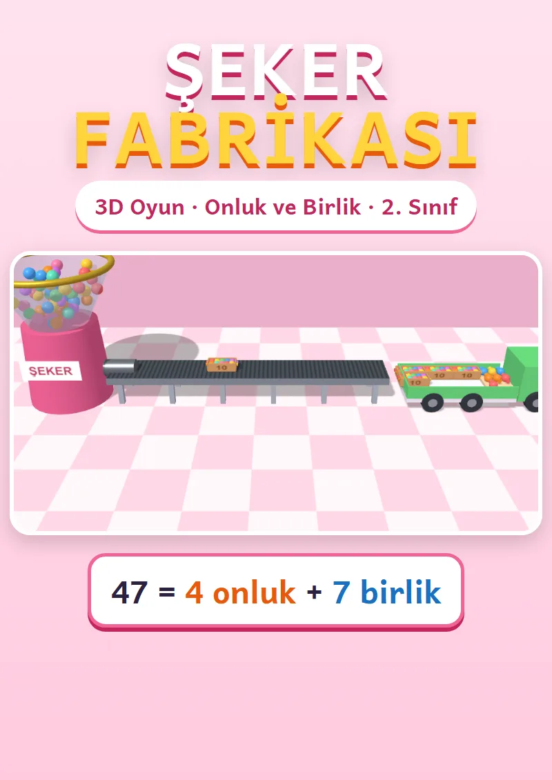 Şeker Fabrikası: 3D Onluk ve Birlik Oyunu