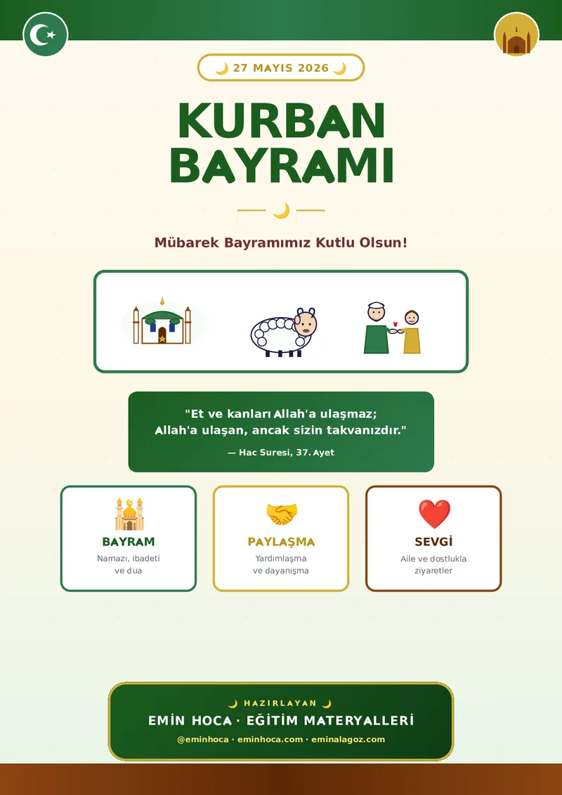 🌙 Kurban Bayramı MEGA Paket: 10 Sayfa, 3D Şeker Kutusu + Bayramlaşma Kartları + Sertifika (Ücretsiz İndir) önizleme