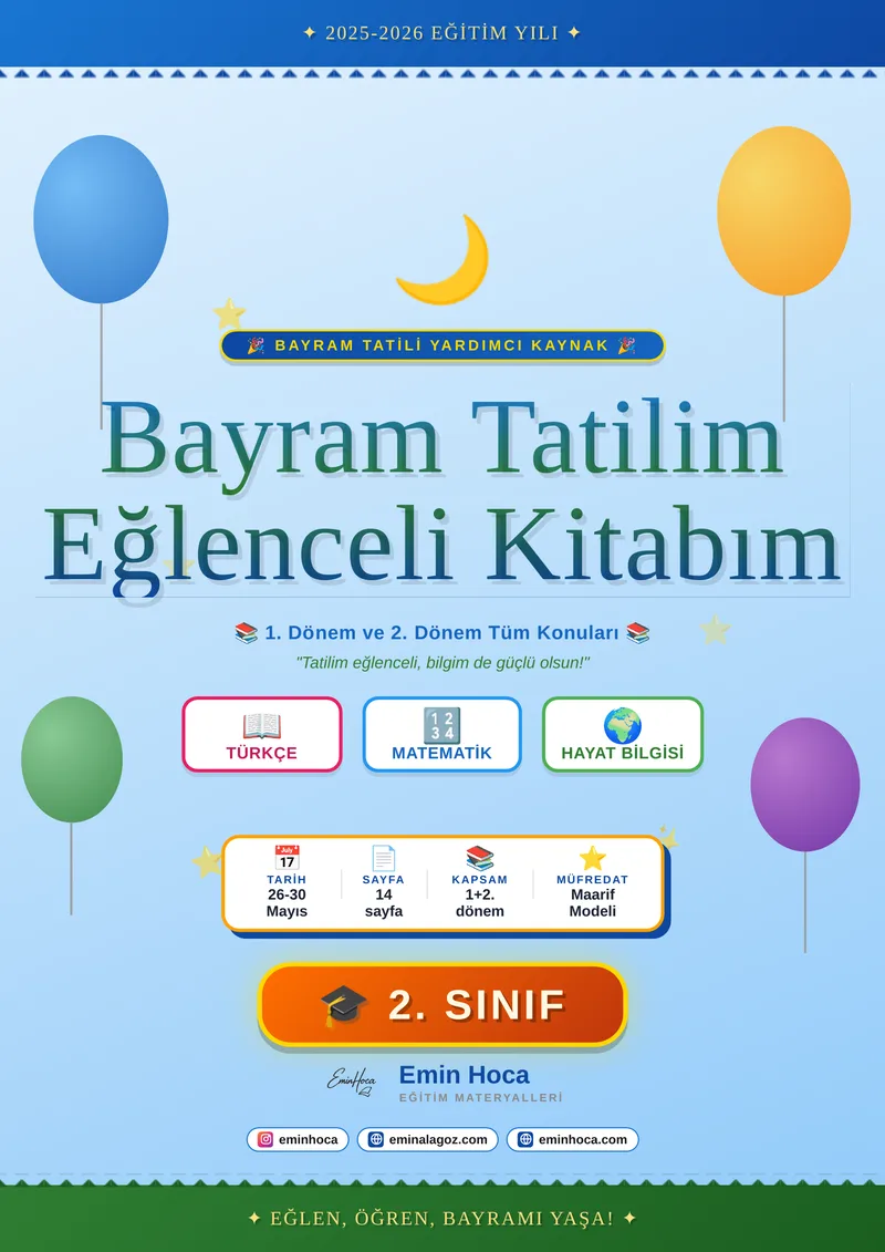 2. Sınıf 2026 Kurban Bayramı Tatil Kitabı— Maarif Modeli |  PDF İndir önizleme