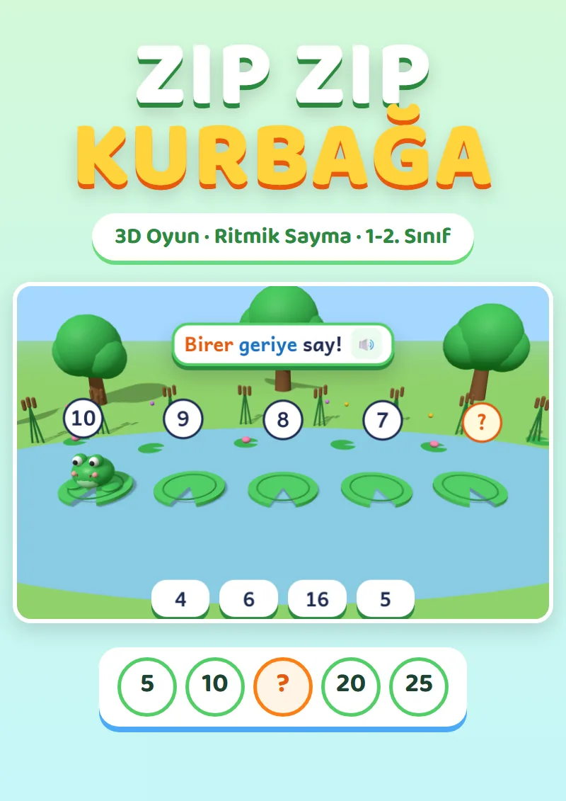 Zıp Zıp Kurbağa: 3D Ritmik Sayma Oyunu